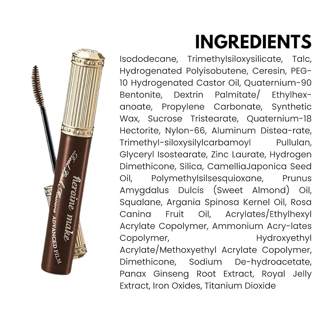 HEROINE MAKE by KISSME Brown Mascara Waterproof, MASCARA Volume and Length with Argan Oil, Camellia & Wild Rose Oil, Smudge-Proof and Long-Lasting Mascara for Women, Made in Japan, DARK BROWN, 1EA