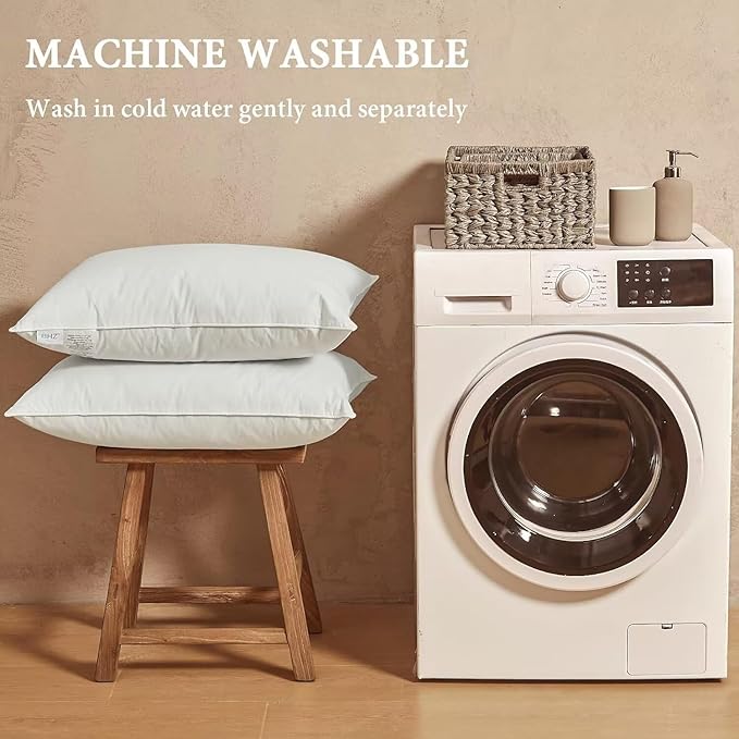 BHZ Goose Down Feather Pillows Queen Size - Hotel Collection Bed Pillows for Sleeping Soft Pillow for Side and Back Sleepers with 100% Cotton Fabric