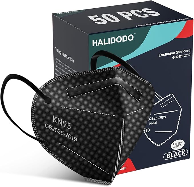 HALIDODO Face Mask 50 Pack Breathable 5-Layer Filter Efficiency≥95%