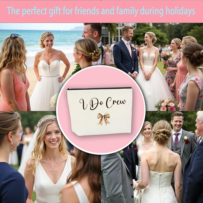 Luxury Wedding Emergency Kit: I Do Crew Makeup Bag with Waterproof Compartments, Bridesmaid Rescue Pouch for Makeup & Dress Repair