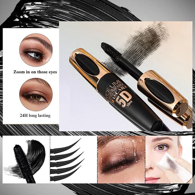 MAEPEOR 5D Silk Fiber Mascara Fuller & Voluminous Colored Eyelash Natural Waterproof Smudge-proof Mascara (02 Brown)
