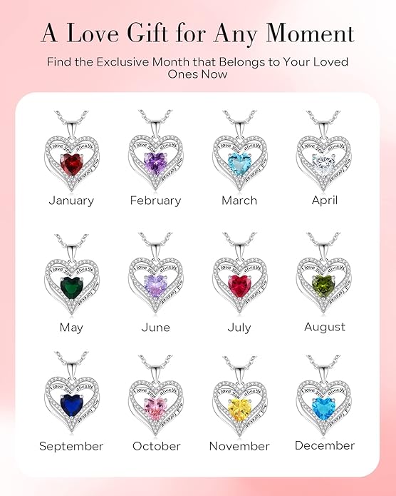 S925 Sterling Silver Necklace for Women, Wife Jewelry Rose Gold, Mom Birthday Valentines Mothers Day Gifts, Girlfriend Necklaces, Daughter Heart Jewel, Anniversary for Her