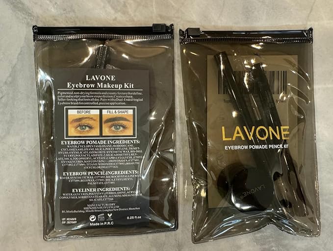 LAVONE Eyebrow Stamp Pencil Kit - Waterproof Eyebrow Pencil, Eyeliner, Pomade, Dual-ended Brush - Medium Ash Brown