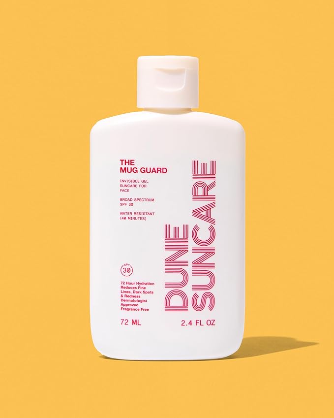 The Mug Guard Gel Sunscreen for Face - Reef Safe, Water-Resistant & Lightweight Sunscreen w/ 72 Hour Hydration - Anti-Aging, Non-Greasy Sunblock Lotion - Fragrance-Free SPF 30 Sun Lotion (2.4 Fl Oz)