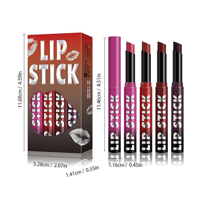 4Pcs Pitaya Pink Rouge Red Plum Purple Cherry Red Matte Lipstick Set,Creamy Matte+Lipsticks,Hydrating Balm-in-Lipstick,Velvety Finish for Women Daily Lip Makeup,High-pigment Formula,Easy to use