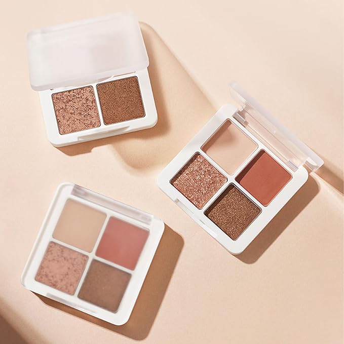 Erinde Quads Matte Eye Shadow Powder Makeup Palette, Nude Neutral Brown & Champagne Pink Shimmer Eyeshadow, Long Wearing Waterproof Everyday Eye Makeup, sombras de ojos, Maple Champagne