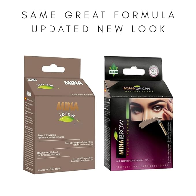 MINA iBrow Henna Hair Color Professional Tint Kit with Brush Combo Pack | Covers Gray Hair-Lasts up to 6 weeks | No Ammonia No Lead | Vegan & Cruelty Free | up to 30 Applications (Blonde)