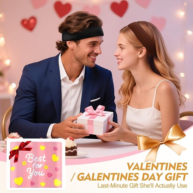 Headbands for Women and Men - 8 Pcs Black White Headband Hair Bands Accessory Stretchy Soft Fabric Sweat Head band for Workout Sport Stocking Stuffers for Men Women Husband Wife Friend Christmas Gifts