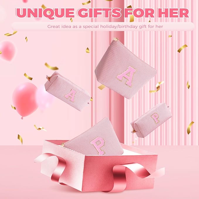 Personalized Anniversary Wife's Birthday Gifts,Mothers Day Gifts for Women,Wife Gifts from Husband,Cool Birthday Gifts for Wife,Makeup Bag Set Cosmetic Bag for Teen Girls - Peach,R