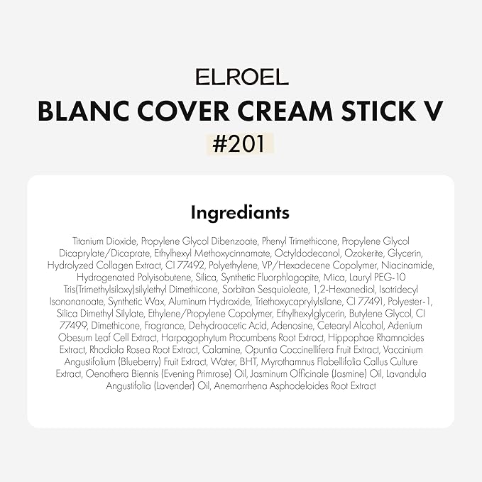 BLANC Cover Cream Stick V - Korean Color-Changing Foundation with Detachable Brush - Full to Medium Coverage Base Makeup (201 Fair, 0.45 oz)