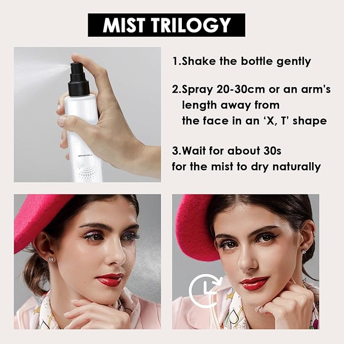 2PCS Makeup Setting Spray Set for Face, Weightless Long Lasting Waterproof Fixing Makeup Setting Face Spray, Smudge-proof, Hydrating & Refreshing Setting Spray Makeup for All Skin Type(A)