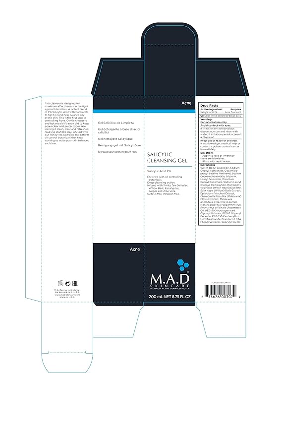M.A.D Skincare Salicylic Cleansing Gel - Acne Facial Wash 6.75 oz.
