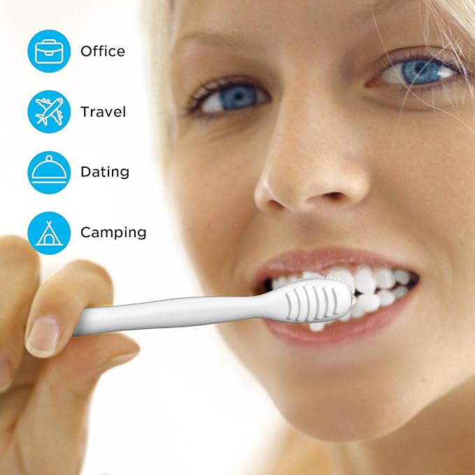 cleaings® Disposable Toothbrushes with Toothpaste - 4-in-1 Mini Travel Toothbrushes, Built-in Tongue Scraper, Floss & Picks for On-The-Go, Camping, Work (Extra Strong Mint)