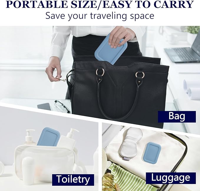 Leak Proof Silicone Travel Soap Case with Draining Layer, Travel Size Toiletry, Portable Soap Container for One Regular Bar Soap Perfectly, Shatter-Proof Soap Holder for Bathroom, Gym (Dark Blue)