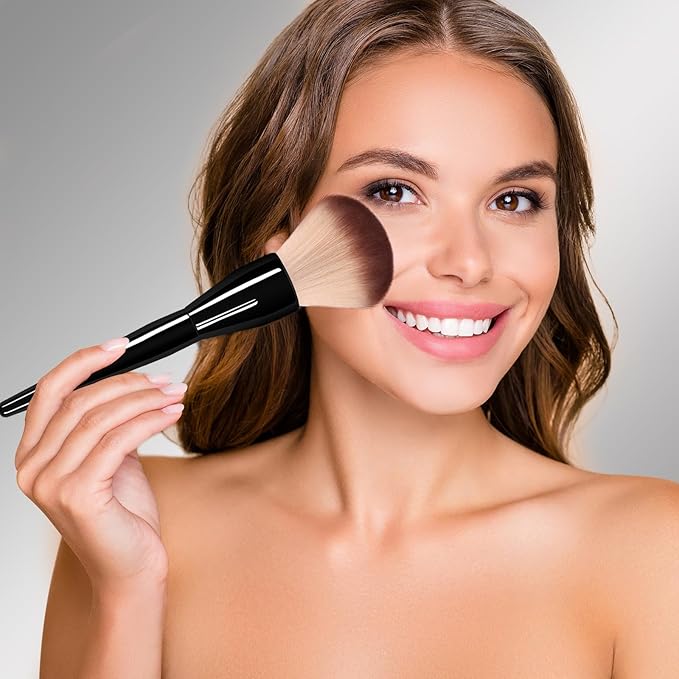Large Makeup Foundation Brush Powder Brush Banidy Powder Foundation Brush Flawless Makeup Brushes Bronzer Blush Brush Perfect for Blending Buffing with Loose Powder Liquid Foundation(Black)