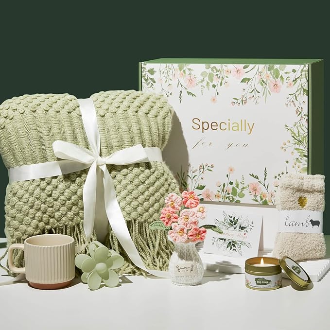 Self Care Gift Basket, Birthday Gifts for Women, Get Well Soon Care Package Sympathy Gift Set After Surgery Thinking of You Inspirational Basket for Her Mom Wife Sister Girl Friend Girlfriend Coworker