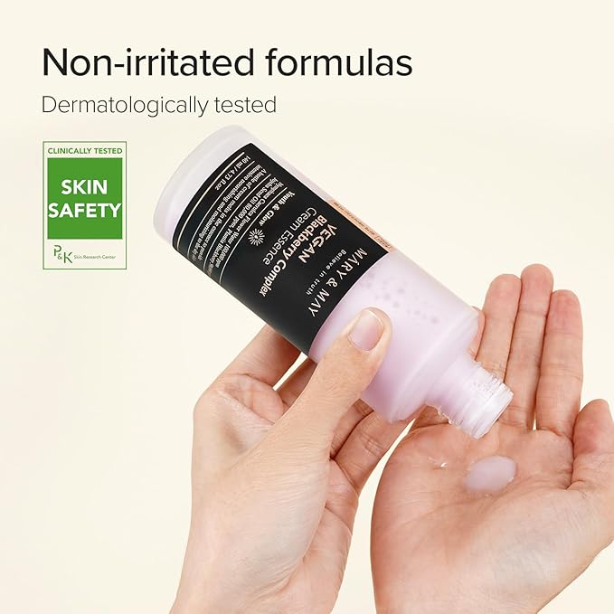 Mary&May Vegan Blackberry Complex Cream Essence Duo- Intense Hydrating & Soothing Face Essence - Fragrance-Free, Hypoallergenic, Deep Moisture, Boost Elasticity, Korean Skincare, 9.46 fl.oz.