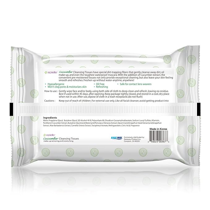 Epielle Makeup Remover Wipes, Remove Dirt, Oil, Waterproof Mascara, Gentle Daily Facial Cleanser Towelettes with Collagen, Cucumber, Aloe Vera & Argan Oil, Vegan & Cruelty-Free, 60 Count (Pack of 4)