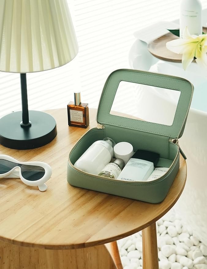 Popvibe Clear Makeup Bag Travel Cosmetic Case Transparent Toiletry Bag with Zipper, Portable Make Up Organizer Traveling Compact Car Bag for Essentials