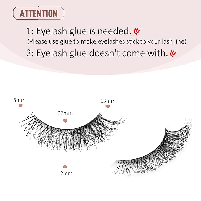 Onlyall Wispy Lashes Natural Flared False Eyelashes Fake Lashes T27