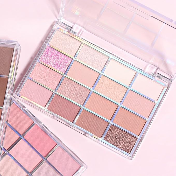 16Colors Light Purple Pink Brown Nude Basics Matte Eyeshadow Palette,Eye Shadow Travel Makeup Palette all in one Long Lasting Waterproof,Great for Travel Gift Kit