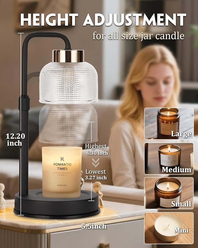 Candle Warmer Lamp with Timer & Dimmable Brightness, House Warming Gifts New Home, Candle Warming Lamp Gifts for Christmas, Birthday Gifts for Women Mom, Flameless Wax Melt Warmer for Jar Candles