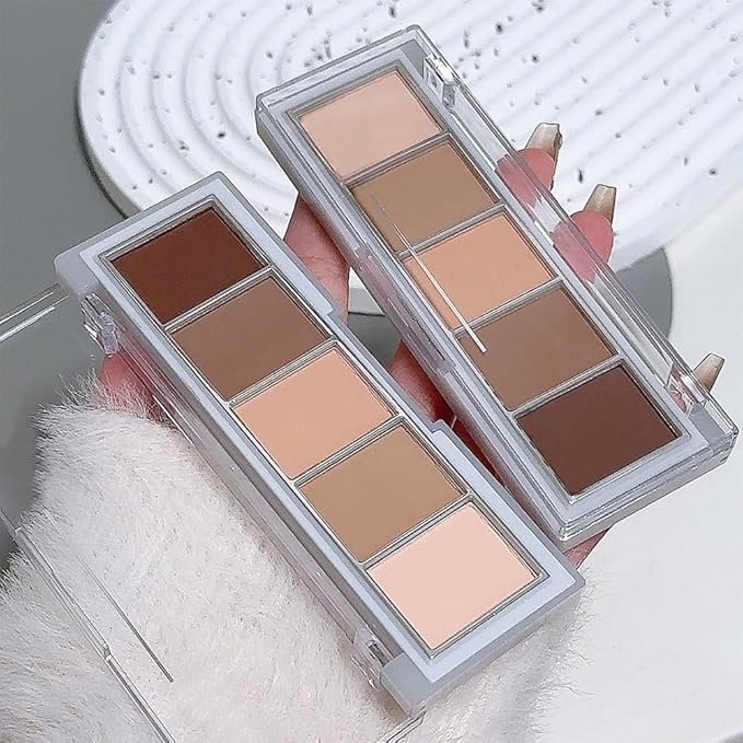 Neutral Nude Brown Eyeshadow Palette, 5 Cool Neutral Matte Shades โ Off White, Beige, Light to Dark Brown โ Velvety Finish, Long-Lasting, Natural Everyday Eye Makeup for Brown Eyes, 01#