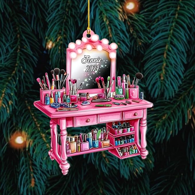 Personalized Makeup Tools Ornament โ Custom Beauty Christmas Tree Decoration, Holiday Keepsake Gift for Makeup Artists, Cosmetologists, Beauty Lovers, Salon Owners, Families and Coworkers (MKH1)