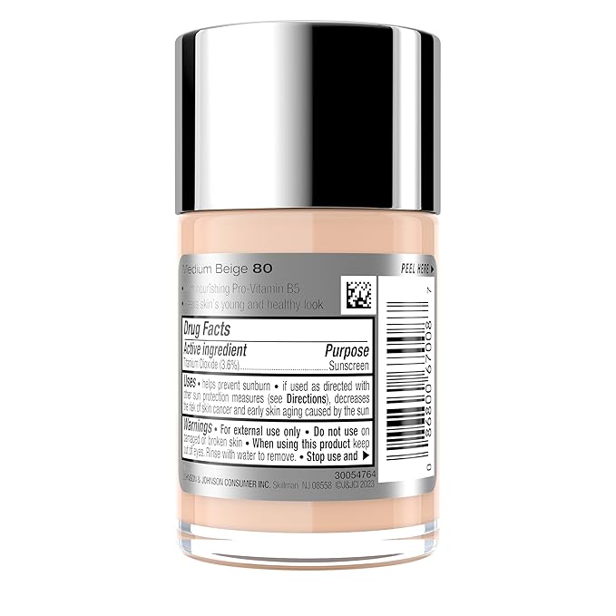 Neutrogena Healthy Skin Liquid Makeup Foundation with Broad Spectrum SPF 20 Sunscreen, Medium Coverage Foundation with Nourishing Pro-Vitamin B5, Medium Beige 80, 1 fl. oz