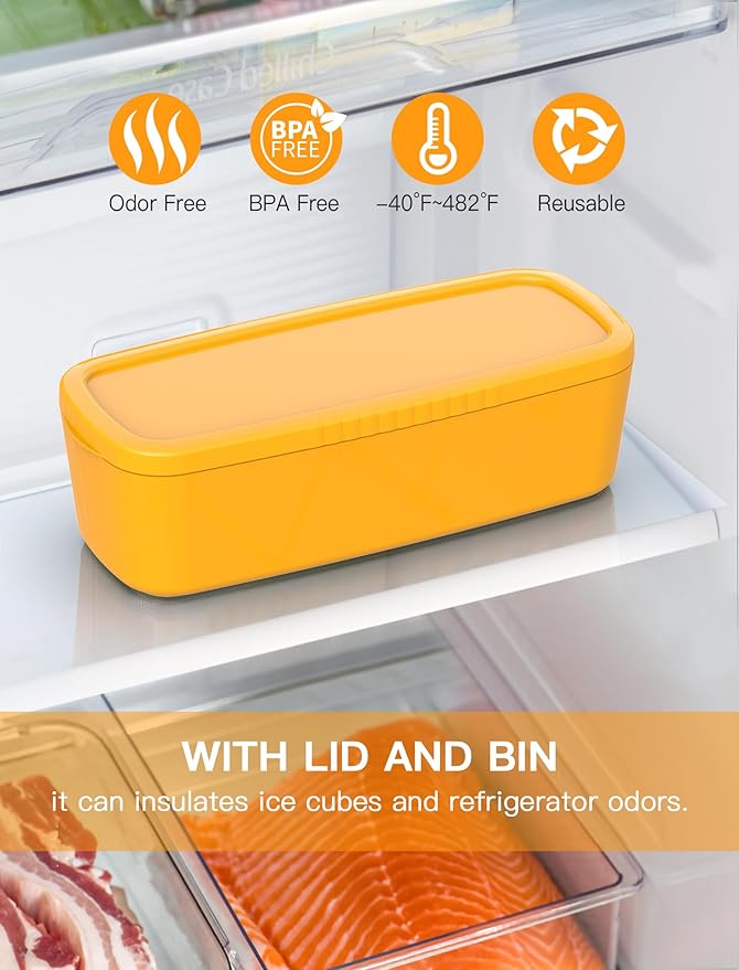 Ice Cube Tray for Tumbler Cup 30Oz-40Oz, 3 Pcs Silicone Cylinder Ice Mold with Lid and Bin for Freezer, Easy Fill and Release Ice Maker for Whiskey, Cocktail BPA-Free