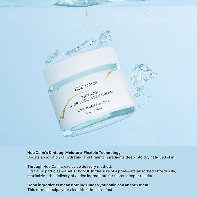 Kintsugi Hydra Collagen Cream โ Vegan Face Moisturizer for Pore Care, Hydration & Firming โ Clinical Results, 48h Moisture, Hypoallergenic, Korean Skincare