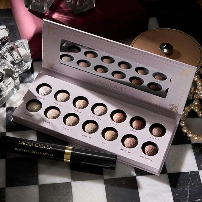 LAURA GELLER NEW YORK Delectable Delights Shimmer-Finish Baked Eyeshadow Kit with Kajal Mascara | Long-Lasting Crease-Proof Baked Eyeshadows for Mature Skin - Amazon Exclusive