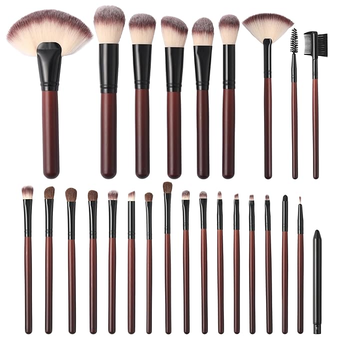Makeup Brush Set Professional 26-Piece Makeup Brushes Set Premium Synthetic Foundation Powder Concealer Blush Eyeshadow Contour Makeup Brush Set with 2 Brush Bags
