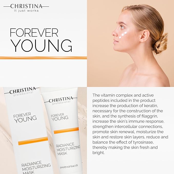 Christina Forever Young Radiance Moisturizing Facial Mask with Vitamin E | Anti-Aging Nourishing Face Masks Skincare | Skin Renewal Boost | Strengthens and Revitalizes Skin | For All Skin Types 50ml