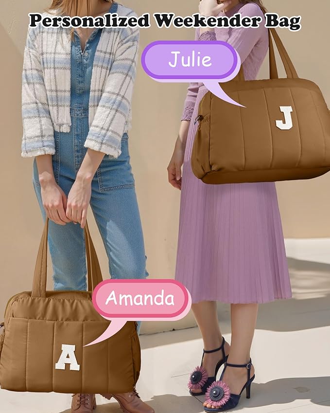 Travel Essentials-College Girl Gift-Duffle Bag with Letter, Carry On Bags for Women,Overnight Bag with Wet Pocket,Lightweight Travel Bags Personalized Gym Tote with Makeup Pouch