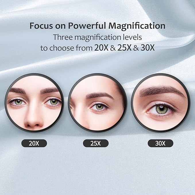 MIYADIVA 30X Magnifying Mirror, Small Travel Mirror with Suction Cup and Tweezers, 3.5 Inches
