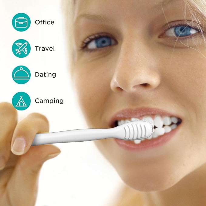 cleaings® Disposable Toothbrushes with Toothpaste - 4-in-1 Mini Travel Toothbrushes, Built-in Tongue Scraper, Floss & Picks for On-The-Go, Camping, Work (Mint)