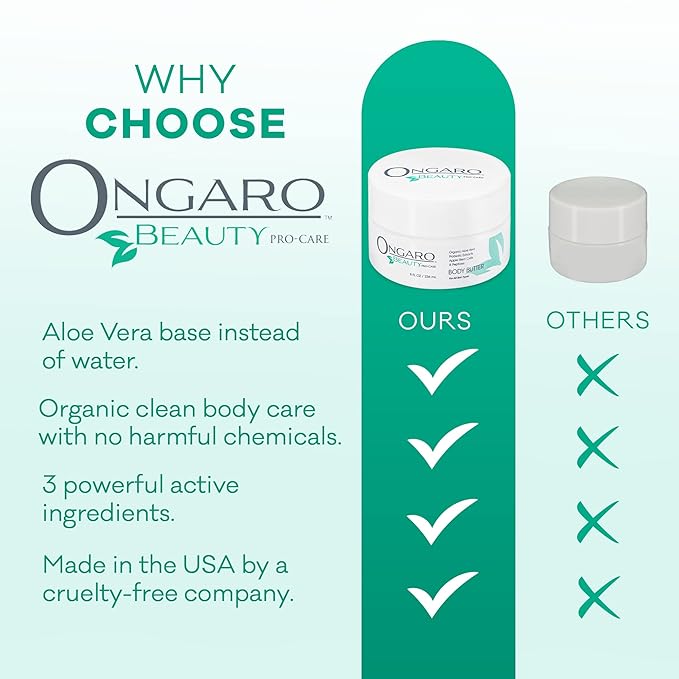 Ongaro Beauty - Whipped Body Butter Cream, Organic Shea Butter Whipped Body Butter for Women, Whipped Shea Body Butter with Aloe Vera, Hyaluronic Acid, Vitamin C & E, Body Care for Women - 8 Fl Oz