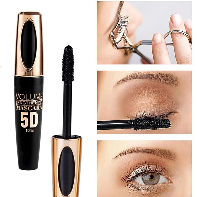 MAEPEOR 5D Silk Fiber Mascara Fuller & Voluminous Colored Eyelash Natural Waterproof Smudge-proof Mascara (04 Blue)