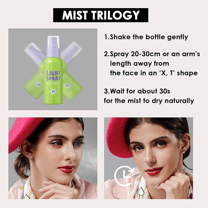 2PCS Makeup Setting Spray Set for Face, Weightless Long Lasting Waterproof Fixing Makeup Setting Face Spray, Smudge-proof, Hydrating & Refreshing Setting Spray(D)