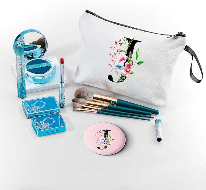 Birthday Friendship Womens Bridesmaid Proposal Personalized Gifts for Friend Sister Teacher Coworkers Bride Travel Makeup Cosmetic Bag with Mirror Valentines Mothers Day Christmas Graduation J