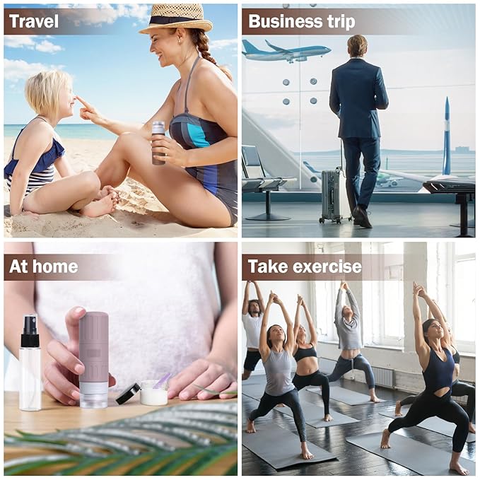 GLAMFIELDS Travel Bottles for Toiletries,TSA Approved 3.3oz Size LeakProof Silicone Toiletry Containers for Shampoo, Conditioner,Easy to Squeeze,Portable Travel Essentials for Lotion(18 Pack) Coffee