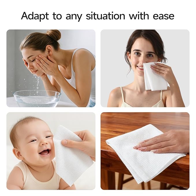 ECOLOOK Disposable Face Towel XL-10"x12" Upgraded Thick Facial Towels, Ultra Soft Clean Face Towels Disposable, 60 Count & 90 GSM, Ideal for Sensitive Skin-1 PACK