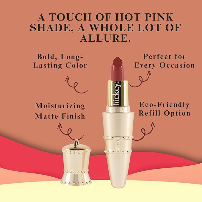 Hickey Lipstick Organic Haute Mess Terracotta Lipstick Shade Refillable, Long Lasting Lipstick for Women, Hydrating & Moisturizing Shade, Lip Color for Women, Gluten-Free & Vegan with Highly Pigmented