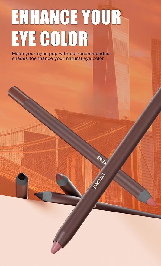 Pinkiou 5 Colors Eyebrow Pencil Set, Waterproof Smudge-Proof Brow Pencil, Long-Lasting Makeup Pencils for Eyebrows and Eyeliner (Plum, Stone, Chocolate, Brown, Black)