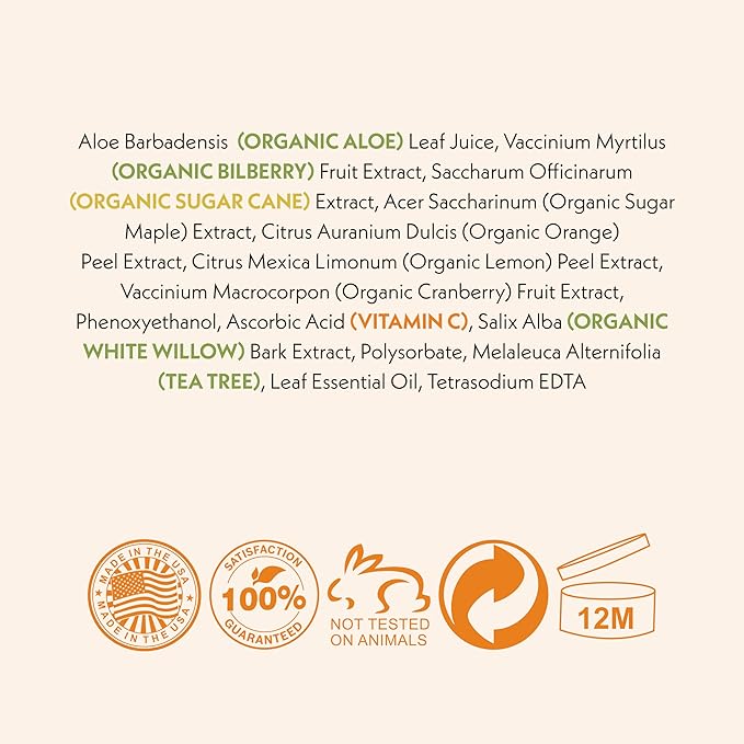 Eve Hansen Vitamin C Toner for face | 8 oz Hydrating Facial Toner Pore Minimizer with Anti Aging Aloe, Citric Acid & Tea Tree | Skin & Face Toner for All Skin Types & Even, Clear Skin