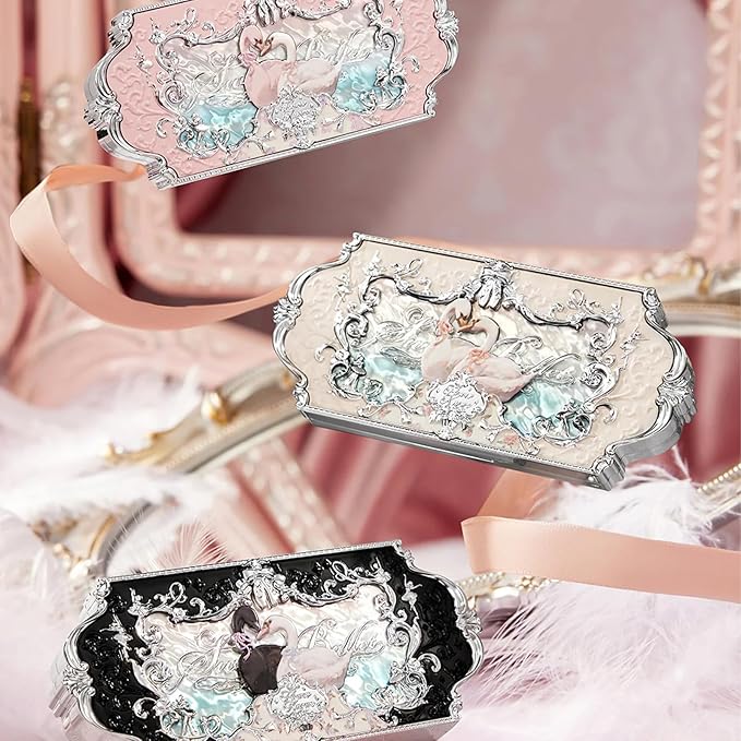 Flower Knows Swan Ballet Six-Color Makeup Palette,Eyeshadow,Blush,Highlighting & Contour All-in-One Face Makeup Palette with 4 Matte+2 Shimmer Pink Shades(03 Pink Swan,0.23 Oz)