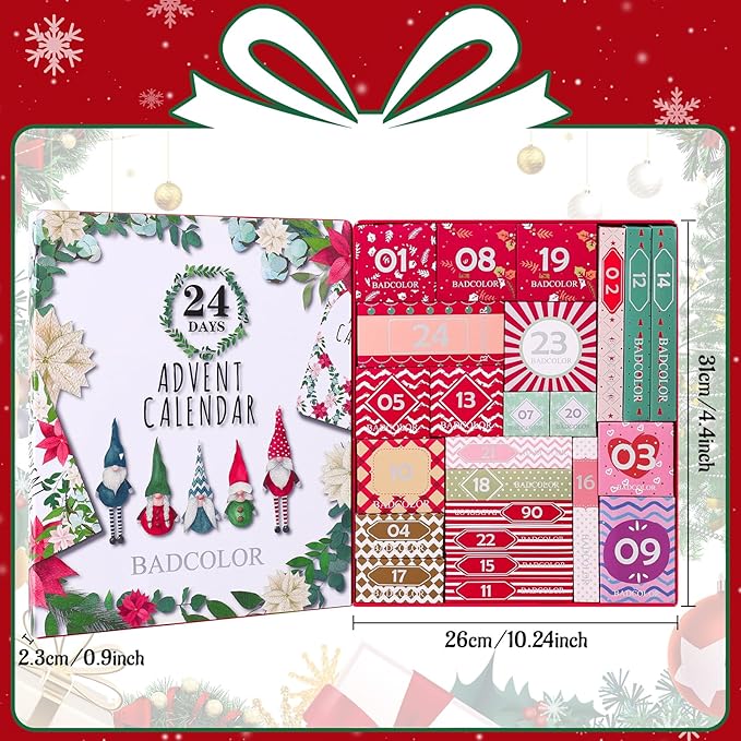 Makeup Advent Calendar 2025, 24 Days Christmas Countdown Calendar Surprise Gift Kit, Xmas Holiday Festival Cosmetic Starter Makeup Set with 24 Beauty Boxes for Women Girls Teens