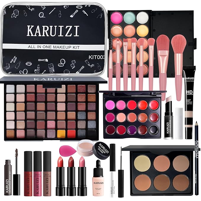 Makeup Kit All-in-one Makeup Gift Set for Women Full Kit Gift Set for Women,Girls & Teens,Eyeshadow Palette, Lip Gloss Set, Lipstick, Blush, Foundation, Concealer,Makeup Brush Set