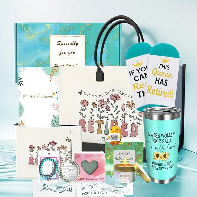 2025 Retirement Gift Set for Women - 12PCS Luxury Bundle with Tote Bag, Makeup Pouch, Tumbler, Candle & More - Perfect Going Away Gifts for Coworkers, Teachers, Nurses, Boss & Friends - (Green)